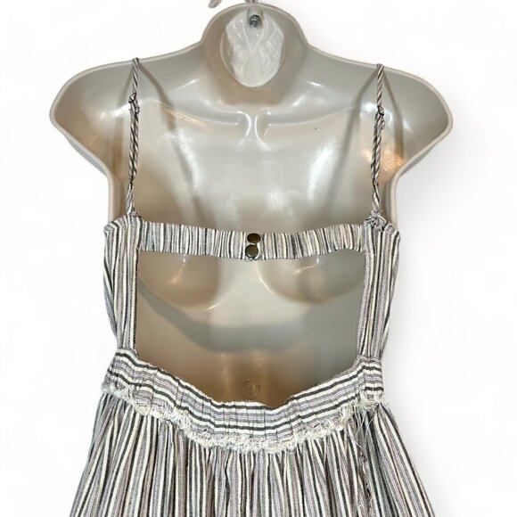 Urban Outfitters Midi Dress Stripe Prairie Linen Cottagecore Small - Picture 7 of 13